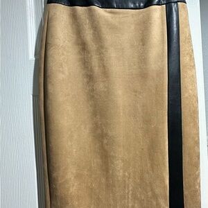 Elegant Suede Tan and Black Women's Skirt